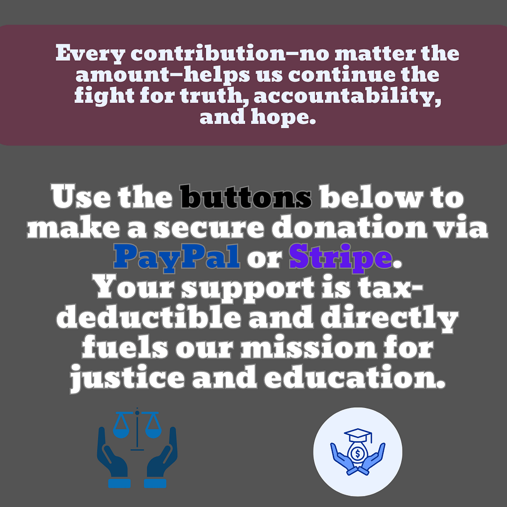 Support the Bello Ortiz Truth Initiative | Justice for Alexander Bello-Ortiz | Seeking Truth and Justice Bello Ortiz Truth Initiative donation banner encouraging visitors to give via Paypal or Stripe to support justice, education, and truth.